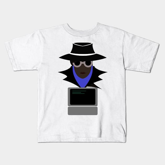 Lady Black (Afro W/Computer): A Cybersecurity Design Kids T-Shirt by McNerdic